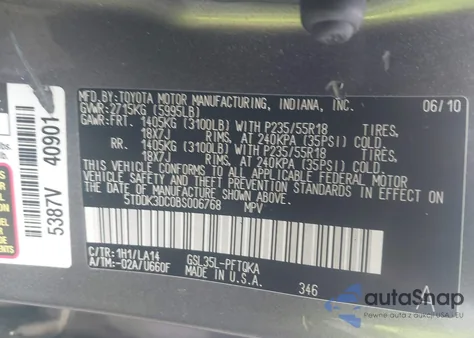 2011 Toyota Sienna Limited from USA, damaged, VIN 5TDDK3DC0BS006768